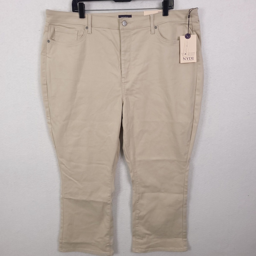 NYDJ Billie Mini Boot Ankle Jeans 20W Tan Khaki Lift Tuck Cool Embrace NEW